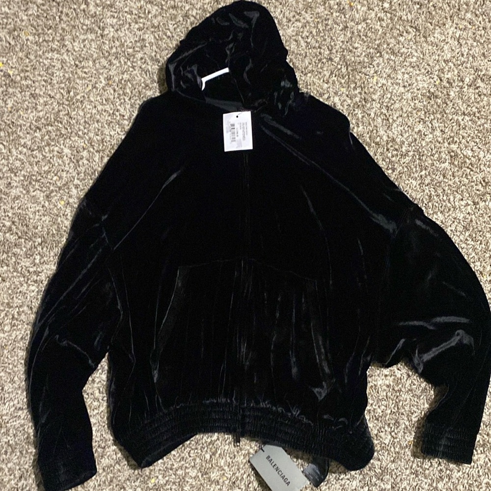 Balenciaga black velour hoodie